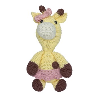 Girafa Beka de Laço Rosa Amigurumi Crochê