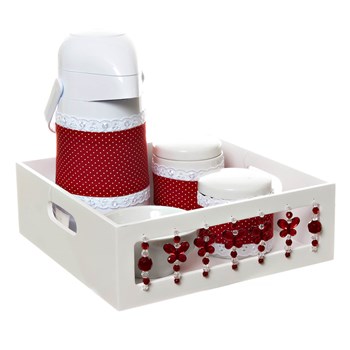 Kit Higiene Com Porcelanas E Capa Borboleta Vermelha