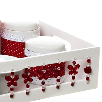 Kit Higiene Com Porcelanas E Capa Borboleta Vermelha