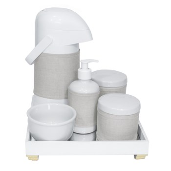Kit Higiene Espelho Completo Porcelanas, Garrafa e Capa Dourado