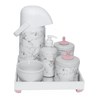 Kit Higiene Espelho Completo Porcelanas, Garrafa e Capa Provençal Rosa
