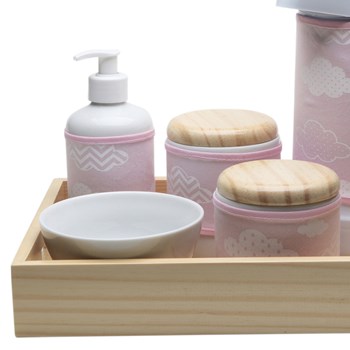 Kit Higiene Moderno Nuvem Rosa