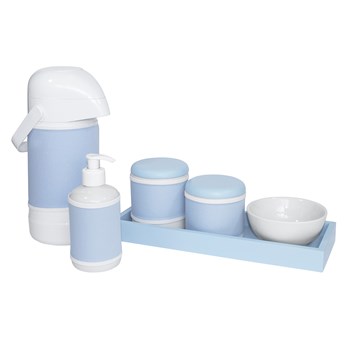 Kit Higiene Slim Azul Garrafa Grande Capa Azul Bebê