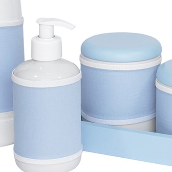 Kit Higiene Slim Azul Garrafa Pequena Capa Azul Bebê