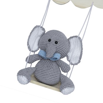 Porta Maternidade Nuvem Balança com Elefante de Gravata Azul