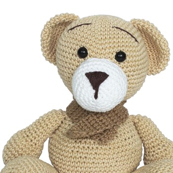 Urso Ted de Cachecol Bege Amigurumi Crochê